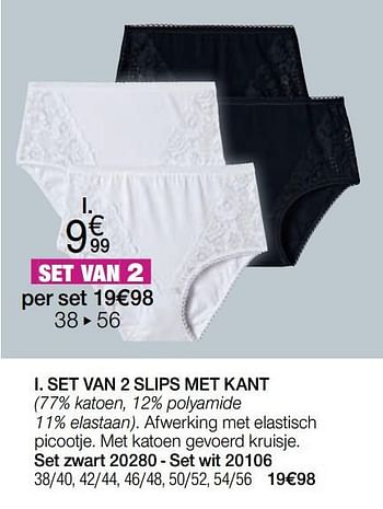 Promoties Set van 2 slips met kant - Huismerk - Damart - Geldig van 22/09/2020 tot 15/12/2020 bij Damart