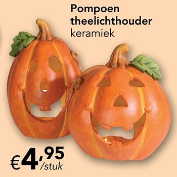 Promoties Pompoen theelichthouder keramiek - Huismerk - Happyland - Geldig van 04/10/2020 tot 31/10/2020 bij Happyland