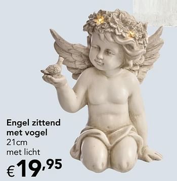 Promotions Engel zittend met vogel - Produit maison - Happyland - Valide de 04/10/2020 à 31/10/2020 chez Happyland