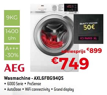 Promotions Aeg wasmachine - axl6fbg94qs - AEG - Valide de 01/10/2020 à 31/10/2020 chez Exellent