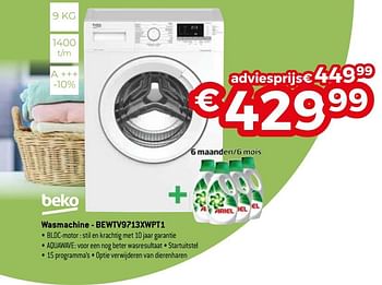 Promotions Beko wasmachine - bewtv9713xwpt1 - Beko - Valide de 01/10/2020 à 31/10/2020 chez Exellent