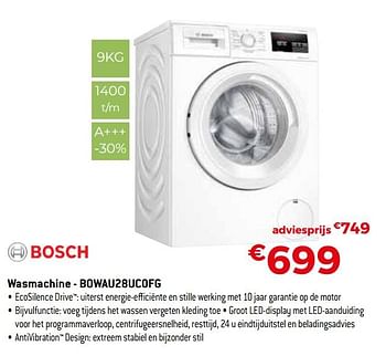 Promotions Bosch wasmachine - bowau28uc0fg - Bosch - Valide de 01/10/2020 à 31/10/2020 chez Exellent