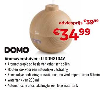 Promoties Domo elektro aromaverstuiver - lido9210av - Domo elektro - Geldig van 01/10/2020 tot 31/10/2020 bij Exellent