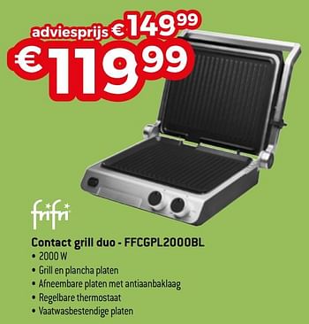 Promoties Frifri contact grill duo - ffcgpl2000bl - FriFri - Geldig van 01/10/2020 tot 31/10/2020 bij Exellent