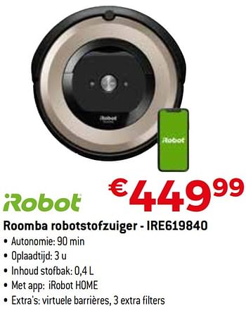 Promotions Irobot roomba robotstofzuiger - ire619840 - iRobot - Valide de 01/10/2020 à 31/10/2020 chez Exellent