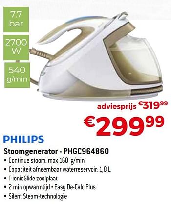 Promoties Philips stoomgenerator - phgc964860 - Philips - Geldig van 01/10/2020 tot 31/10/2020 bij Exellent