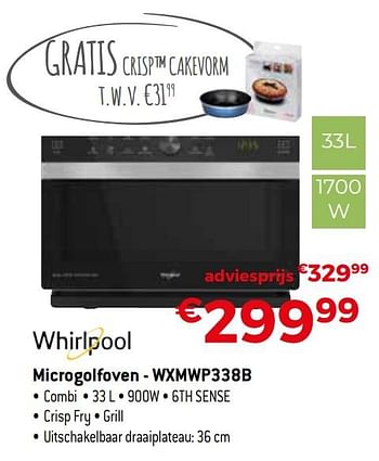 Promotions Whirlpool microgolfoven - wxmwp338b - Whirlpool - Valide de 01/10/2020 à 31/10/2020 chez Exellent