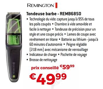 Promotions Remington tondeuse barbe - remb6850 - Remington - Valide de 01/10/2020 à 31/10/2020 chez Exellent