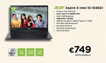 Promoties Acer aspire 5 intel i5-1035g1 - Acer - Geldig van 01/10/2020 tot 31/10/2020 bij Compudeals