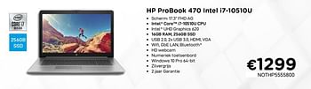 Promoties Hp probook 470 intel i7-10510u - HP - Geldig van 01/10/2020 tot 31/10/2020 bij Compudeals