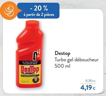 Destop Destop turbo gel déboucheur - En promotion chez OKay
