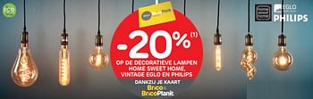 Promoties -20% op de decoratieve lampen home sweet home, vintage eglo en philips - Eglo - Geldig van 07/10/2020 tot 02/11/2020 bij BricoPlanit
