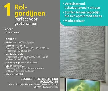 Promoties Gestreept lichtdempend rolgordijn - Huismerk - BricoPlanit - Geldig van 07/10/2020 tot 02/11/2020 bij BricoPlanit