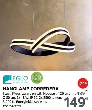 Promoties Hanglamp corredera - Eglo - Geldig van 07/10/2020 tot 02/11/2020 bij BricoPlanit