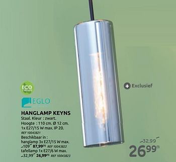Promoties Hanglamp keyns - Eglo - Geldig van 07/10/2020 tot 02/11/2020 bij BricoPlanit