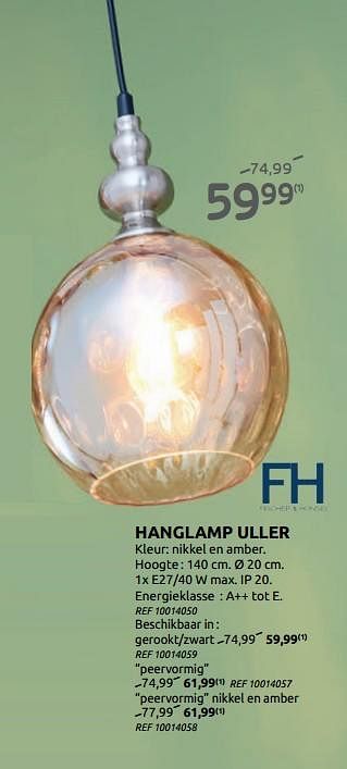 Promoties Hanglamp uller - Fischer & Honsel - Geldig van 07/10/2020 tot 02/11/2020 bij BricoPlanit
