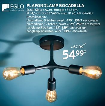 Promoties Plafondlamp bocadella - Eglo - Geldig van 07/10/2020 tot 02/11/2020 bij BricoPlanit