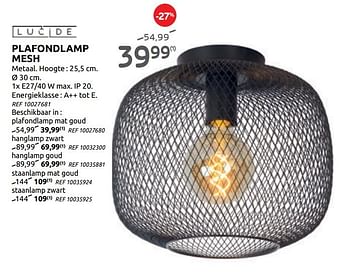 Promoties Plafondlamp mesh - Lucide - Geldig van 07/10/2020 tot 02/11/2020 bij BricoPlanit