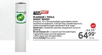 Promoties Plamuur + tools magic` renov - TouPret - Geldig van 07/10/2020 tot 02/11/2020 bij BricoPlanit