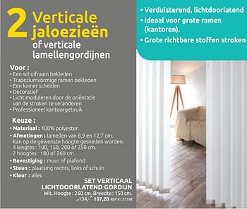Promoties Set verticaal lichtdoorlatend gordijn - Huismerk - BricoPlanit - Geldig van 07/10/2020 tot 02/11/2020 bij BricoPlanit