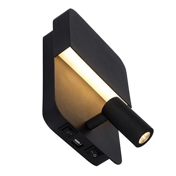 Promoties Lucide LED Wandlamp Boxer 1 x 5 W met USB recht zwart - Lucide - Geldig van 07/10/2020 tot 20/10/2020 bij Makro