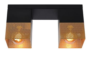Promoties Lucide LED Plafondspot Renate 2 x E27 vierkant zwart / goud - Lucide - Geldig van 07/10/2020 tot 20/10/2020 bij Makro