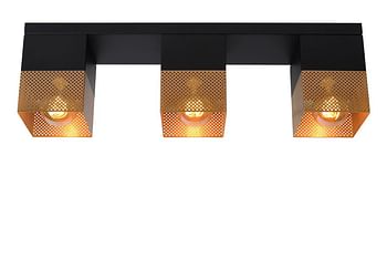 Promoties Lucide LED Plafondspot Renate 3 x E27 langwerpig zwart / goud - Lucide - Geldig van 07/10/2020 tot 20/10/2020 bij Makro