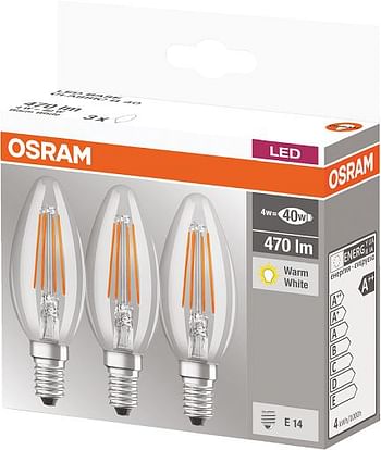 Promoties Osram Led filament lamp Kaars E14 4 W 470 Lm 2700 K 3 stuks - Osram - Geldig van 07/10/2020 tot 20/10/2020 bij Makro