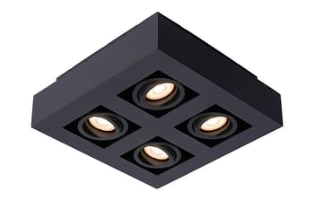 Promoties Lucide LED Plafondspots Xirax GU10 4 x 5 W vierkant zwart - Lucide - Geldig van 07/10/2020 tot 20/10/2020 bij Makro