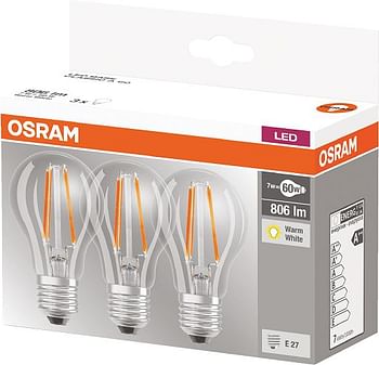 Promoties Osram Led filament lamp Gloeilampvorm E27 7 W 806 Lm 2700 K 3 stuks - Osram - Geldig van 07/10/2020 tot 20/10/2020 bij Makro