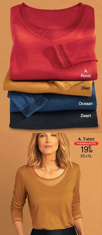 Promoties T-shirt - Huismerk - Damart - Geldig van 22/09/2020 tot 15/12/2020 bij Damart