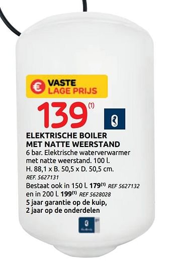 Promoties Elektrische boiler met natte weerstand - Van Marcke - Geldig van 14/10/2020 tot 26/10/2020 bij Brico