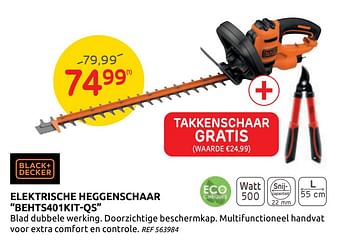 Promotions Black + decker elektrische heggenschaar behts401kit-qs - Black & Descker - Valide de 14/10/2020 à 26/10/2020 chez Brico