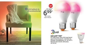 Promoties Led-lamp one - IDUAL - Geldig van 14/10/2020 tot 26/10/2020 bij Brico