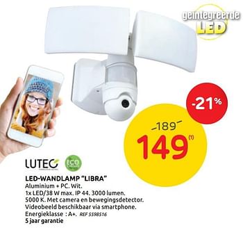 Promotions Led-wandlamp libra - Lutec - Valide de 14/10/2020 à 26/10/2020 chez Brico