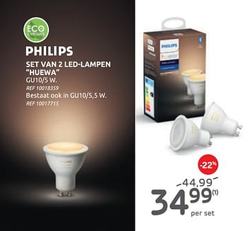 Promoties Philips set van 2 led-lampen huewa - Philips - Geldig van 14/10/2020 tot 26/10/2020 bij Brico
