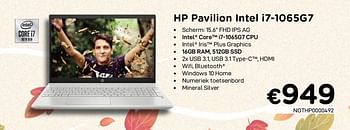 Promoties Hp pavilion intel i7-1065g7 - HP - Geldig van 01/10/2020 tot 31/10/2020 bij Compudeals
