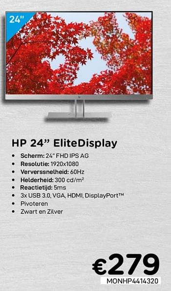 Promoties Hp 24`` elitedisplay - HP - Geldig van 01/10/2020 tot 31/10/2020 bij Compudeals