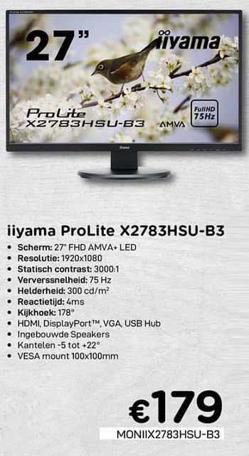 Promoties Iiyama prolite x2783hsu-b3 - Iiyama - Geldig van 01/10/2020 tot 31/10/2020 bij Compudeals