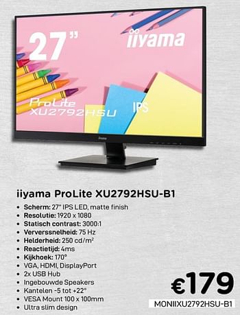 Promoties Iiyama prolite xu2792hsu-b1 - Iiyama - Geldig van 01/10/2020 tot 31/10/2020 bij Compudeals