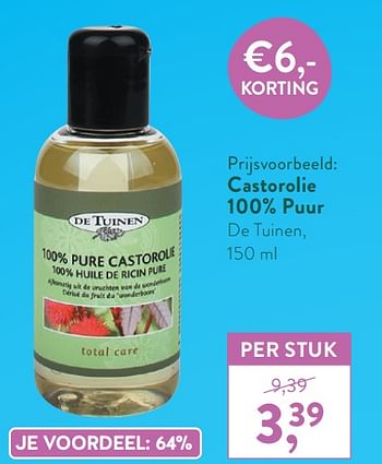 Promotions Castorolie 100% puur de tuinen - De Tuinen - Valide de 05/10/2020 à 01/11/2020 chez Holland & Barret
