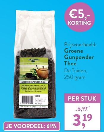 Promoties Groene gunpowder thee de tuinen - De Tuinen - Geldig van 05/10/2020 tot 01/11/2020 bij Holland & Barret