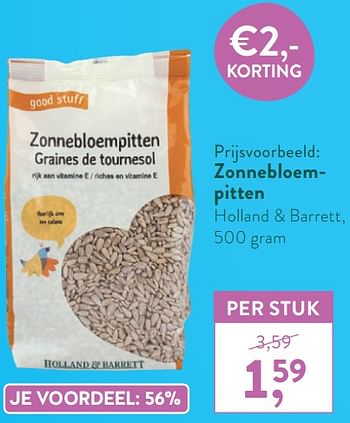 Promotions Zonnebloem- pitten holland + barrett - Produit maison - Holland & Barrett - Valide de 05/10/2020 à 01/11/2020 chez Holland & Barret