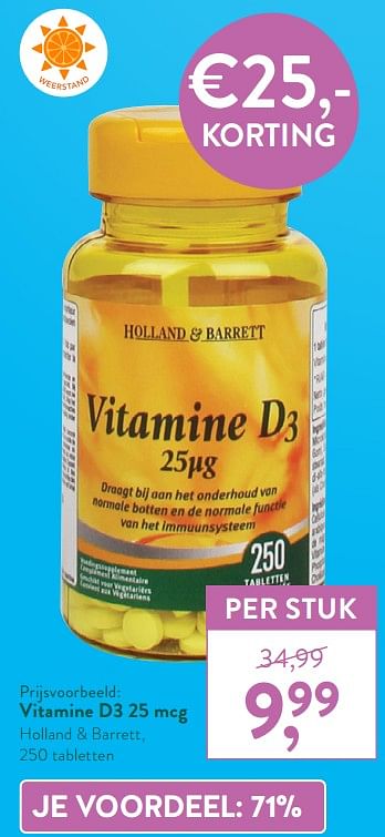 Promotions Vitamine d3 25 mcg holland + barrett - Produit maison - Holland & Barrett - Valide de 05/10/2020 à 01/11/2020 chez Holland & Barret