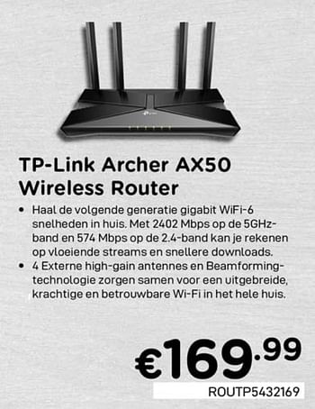 Promoties Tp-link archer ax50 wireless router - TP-LINK - Geldig van 01/10/2020 tot 31/10/2020 bij Compudeals