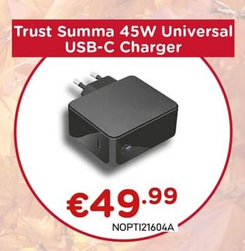 Promoties Trust summa 45w universal usb-c charger - Trust - Geldig van 01/10/2020 tot 31/10/2020 bij Compudeals