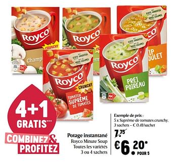 Royco Minute Soup tomates, paquet de 25 sachets