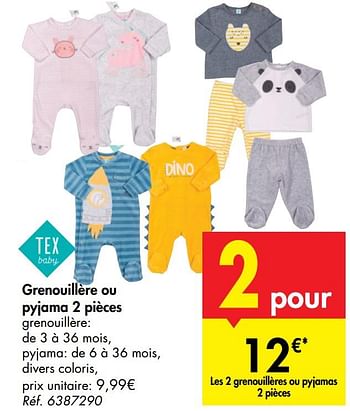 Pyjama bébé blanc 1 mois TEX à Prix Carrefour