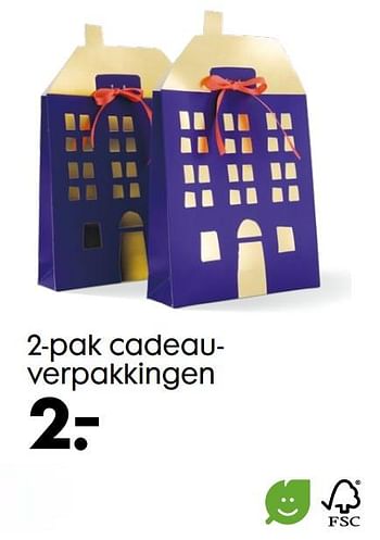 Promoties 2-pak cadeau - verpakkingen - Huismerk - Hema - Geldig van 07/10/2020 tot 20/10/2020 bij Hema