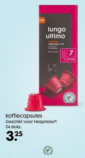 Promotions Koffiecapsules geschikt voor nespresso - Produit maison - Hema - Valide de 07/10/2020 à 20/10/2020 chez Hema